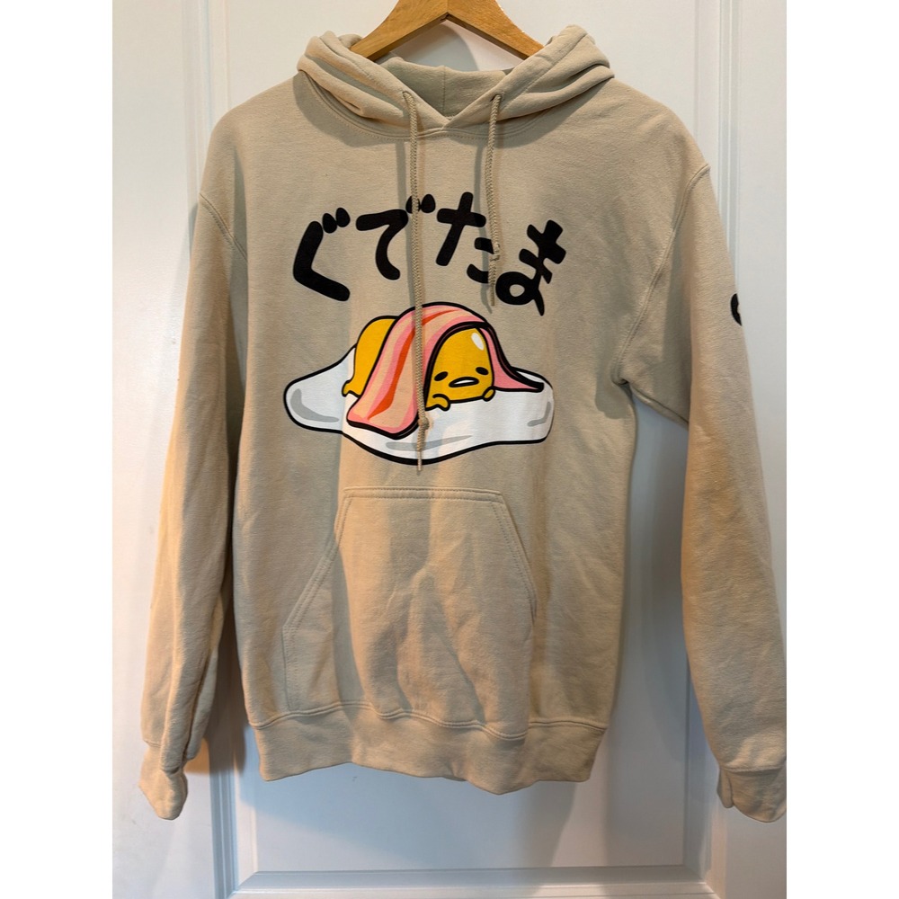 Sanrio Gudetama Lazy Egg Hoodie Tan Beige Graphic Sweatshirt Small